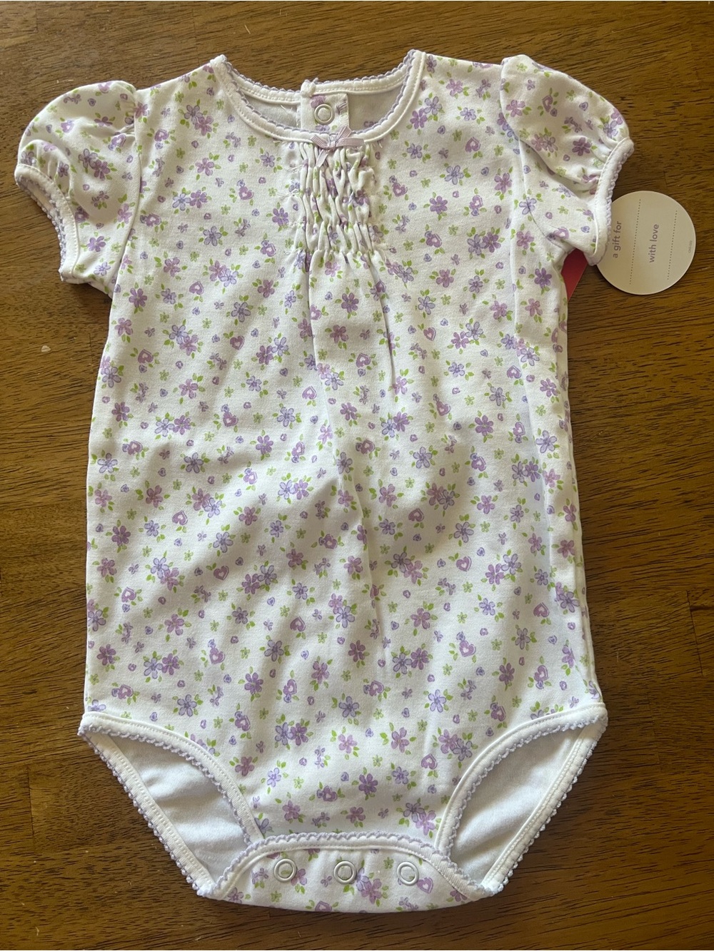 Vintage Carters Baby Girls' White & Lavender Floral One-Piece Bodysuit